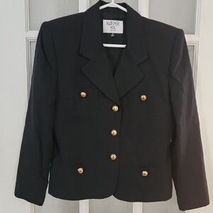 Gorgeous Vintage Kasper Black Blazer with Gold Buttons